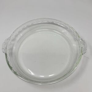 VTG PYREX Pie Pan #229 - 9 1/2" /9.5 " Clear Glass Fluted Rim Made in USA Oven
